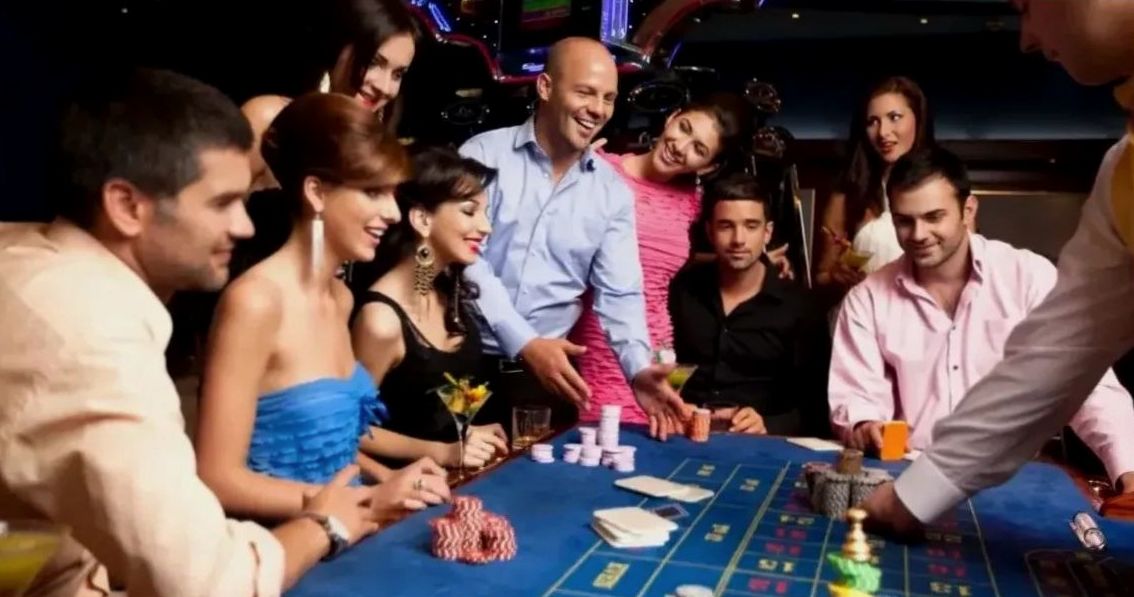 Guests enjoying a lively evening around the card table