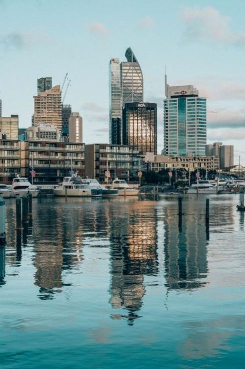 Auckland skyline and harbour waterfront near the restaurant